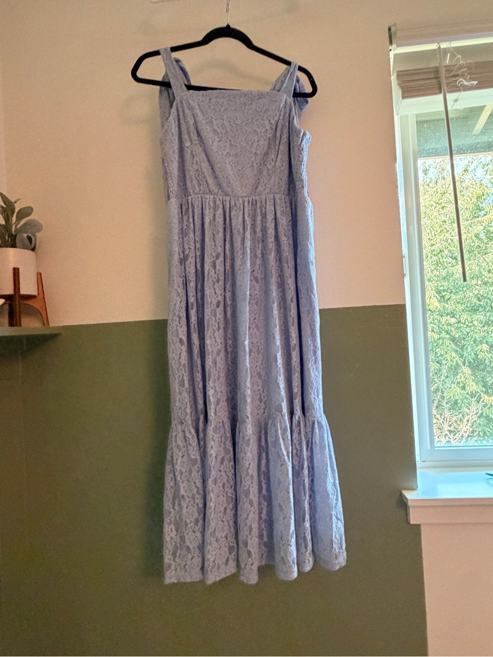 Amazon Light Blue Lace Tiered Maxi Dress